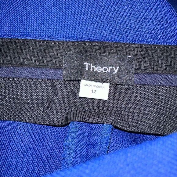 Theory Cardinal Trousers Wool Blend Cosmic Blue Straight Leg Womens 12 Career - Picture 6 of 13